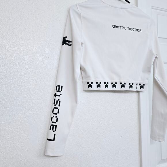 Lacoste x Minecraft White Cropped T-Shirt Size S 38 Gamer Streetwear Collab - Picture 6 of 10